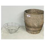 15" tall woven basket & chrome egg basket