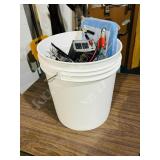 Pail of shop / garage items