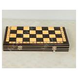 folding wood chess board & men