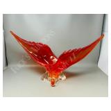 vintage wing design art glass bowl - 21" long x 12