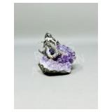 Pewter mermaid on amythest stone