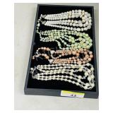 4 vintage 3 strand bead necklaces