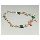 Necklace w/ branch Coral & Turquoise