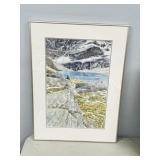 framed watercolor by E.M Wiltzen 'Lake Oesa'