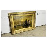 large ornate frame 'Sale boats in night harbor'