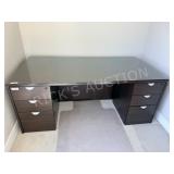 double pedistal office desk w/ glass top