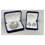 vintage Aurora Borealis Sherman brooch & earrings