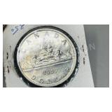 1957 Canadian silver dollar coin