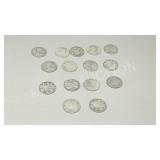 15 Canadian vintage silver quarters 1919-1929