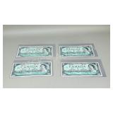4 Canadian 1967 Centennial $1 bills