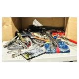 box of misc punches, wrenches & other tools