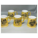 5 Old Foley ceramic beer tankards