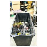 Large bin of misc shop & garage tools & misc