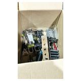 box of misc drill bits, cockets, taps & wrenches