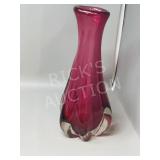 Cranberry glass vase - 12' tall