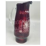 70's Ruby red crystal water jug- 10' tall