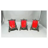 set of 3 Italian brass picture frames , small