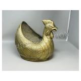 heavy brass rooster planter- 10' T, 11' long