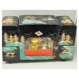 multi drawer Asian theme jewelry box/ contents