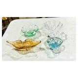 4 pc various art glass bowls