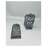 pair of cast metal match holders