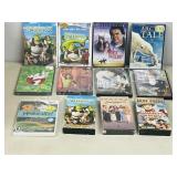 assorted DVD's, Wii Heathkit, VHS movies