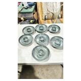 7 signed stone ware pottery chip & dip bowls