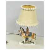 ceramic horse figure lamp w/ shade