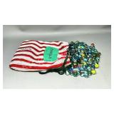 fabric bag of vintage marbles