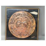 framed copper Haida theme plate - 11.5'
