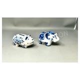 2 - ceramic hand painted coin banks ,