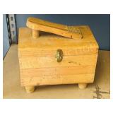 wood shoeshine box & contents