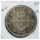 British West Indies-1822, 1/8 dollar anchor money