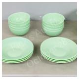 Jadeite dishes- 8 cereal, 6 soup, 8 coffee mugs