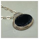 925 silver necklace & pendant w/ oval stone