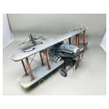 tin metal bi plane - 16" long  20" wings