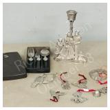 small flat- pewter ornaments & Flames cutlery