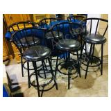 6 metal revolving top stools