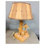 Hand crafted wood table lamp by Caran