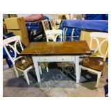 wood table w/ flip top & 3 chairs