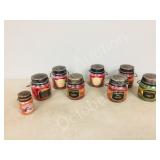 8 Scented candles in glass jars - new