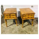 pair of wood end tables