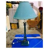 green metal base table lamp