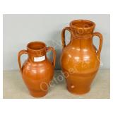 pair - ceramic vases  13" &  17" tall