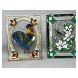 framed art glass, 2 images  9" x  12"