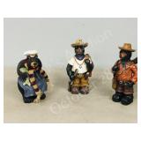 3  Bear figurines   hunting theme