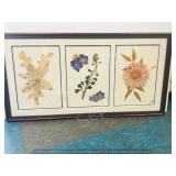 Pressed flowers in frame - 25" x 13"  framed