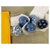 5 - ceramic ornamental balls-blue/ white