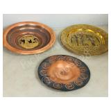 3-  wall plates,  2 copper & 1 brass