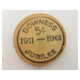 wooden nickel- 1911- 1961